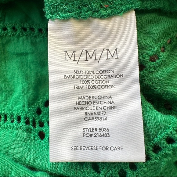 CAbi Cottagecore Gemma Green Eyelet Blouse Sleeveless Tank Top 5036 size medium - Picture 8 of 16